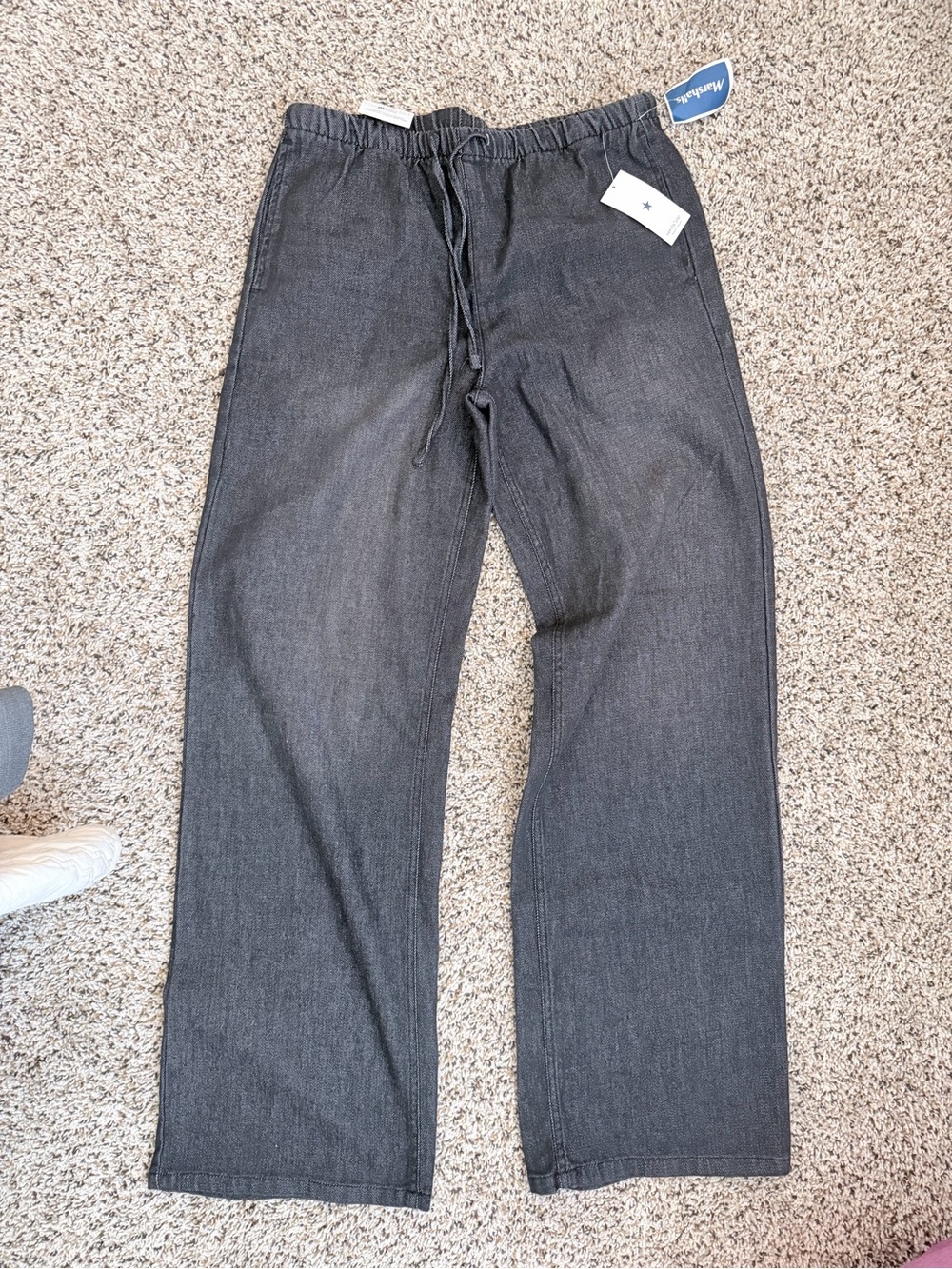 Vanilla Star Wide Leg Drawstring Pants - Charcoal